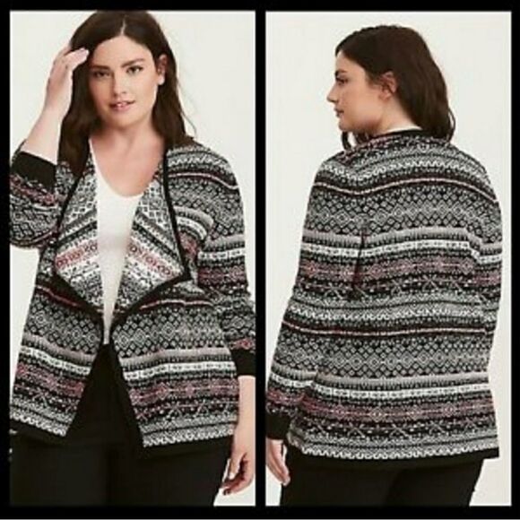torrid Sweaters - Torrid fair isle knit draped cardigan 1X